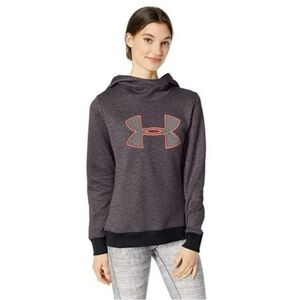 Under Armour Dark Grey Coral Logo Loose Fleece‎ Sweatshirt Pullover Hoodie
